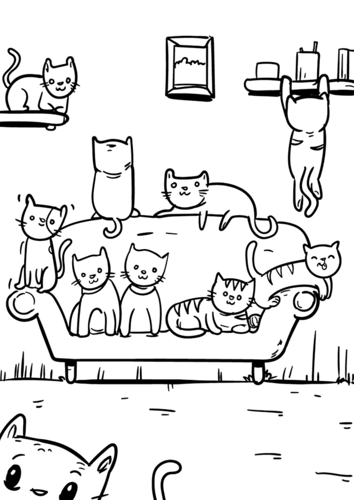 Desenho para Colorir Gatos