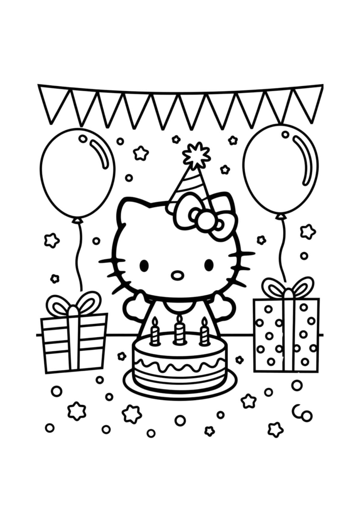 Desenho para Colorir Hello Kitty