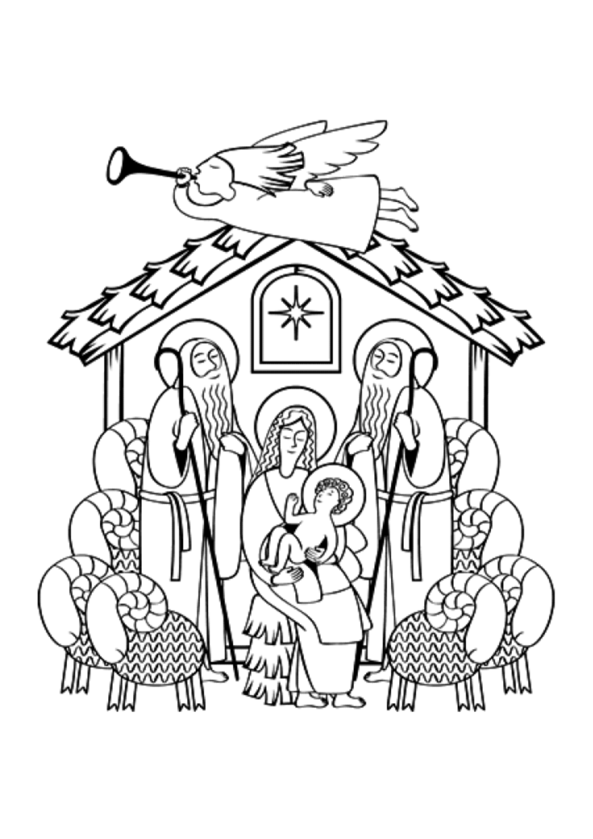 Desenho para Colorir Nascimento de Jesus