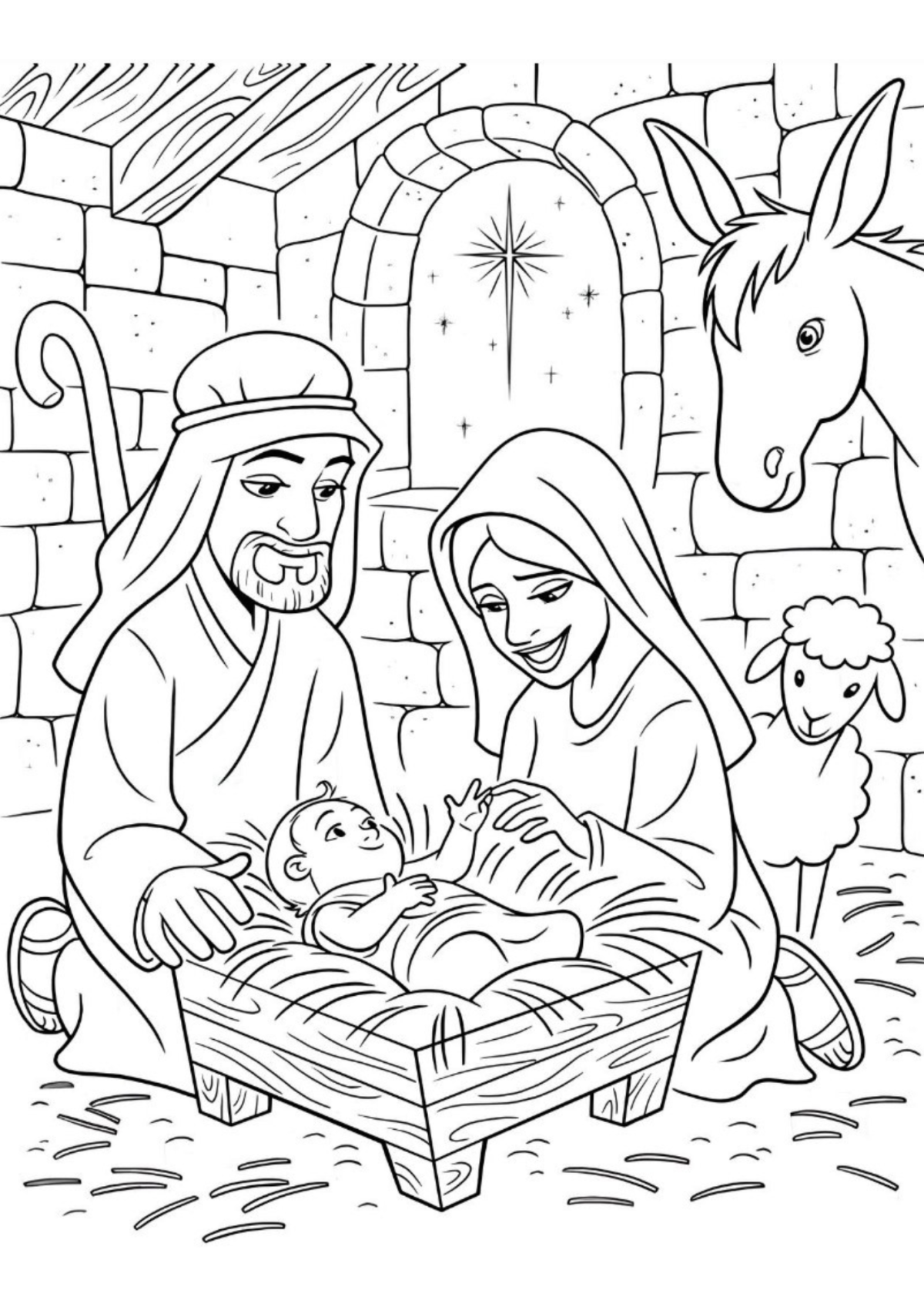 Desenho para Colorir Nascimento de Jesus