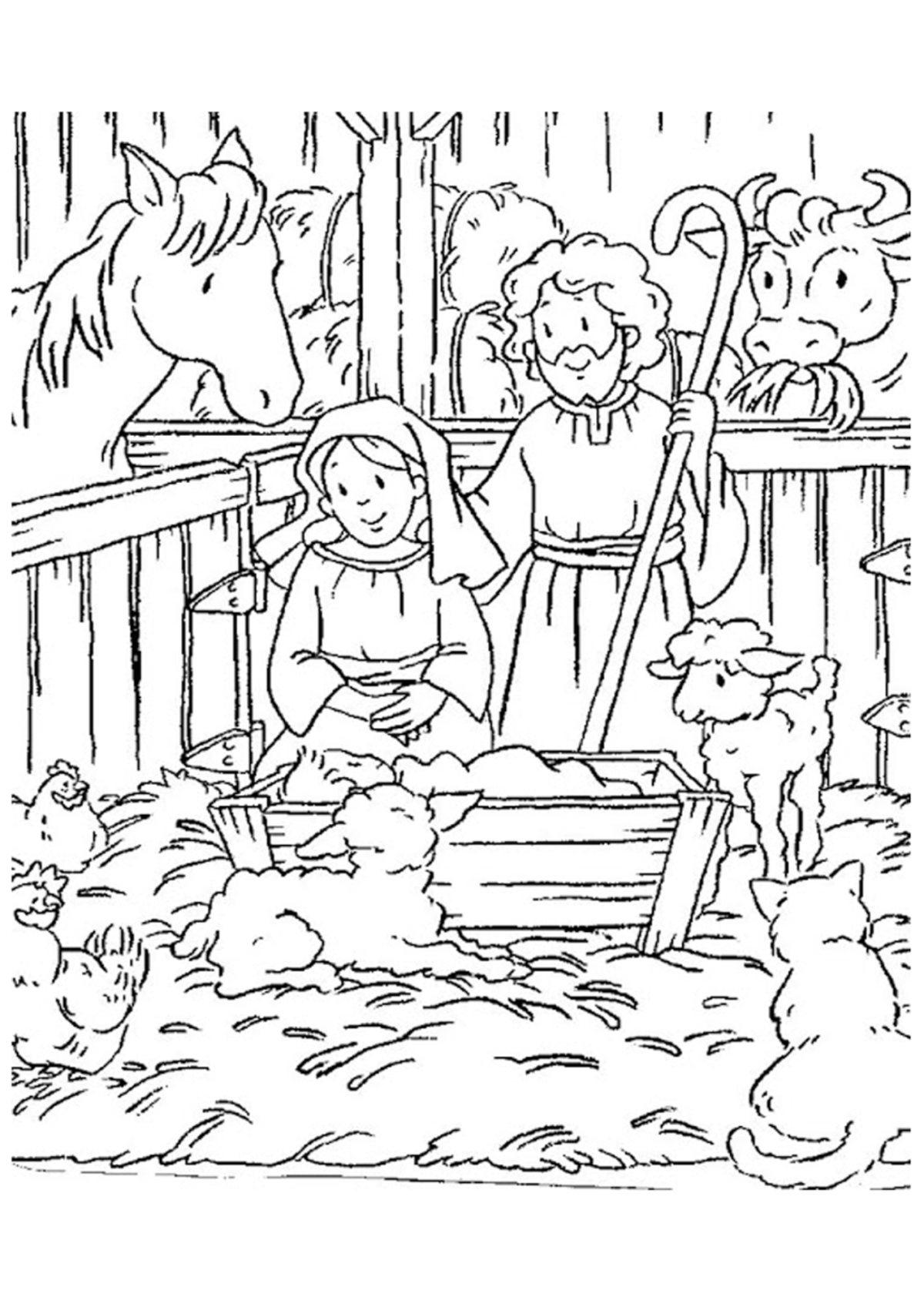 Desenho para Colorir Nascimento de Jesus