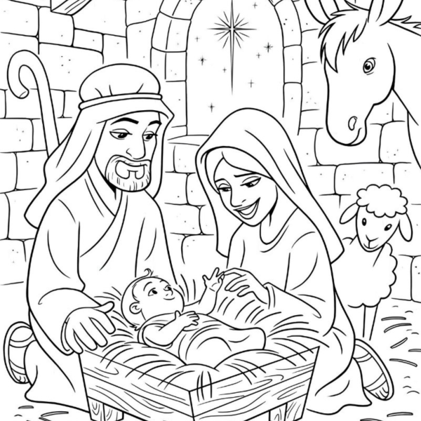Desenho para Colorir Nascimento de Jesus