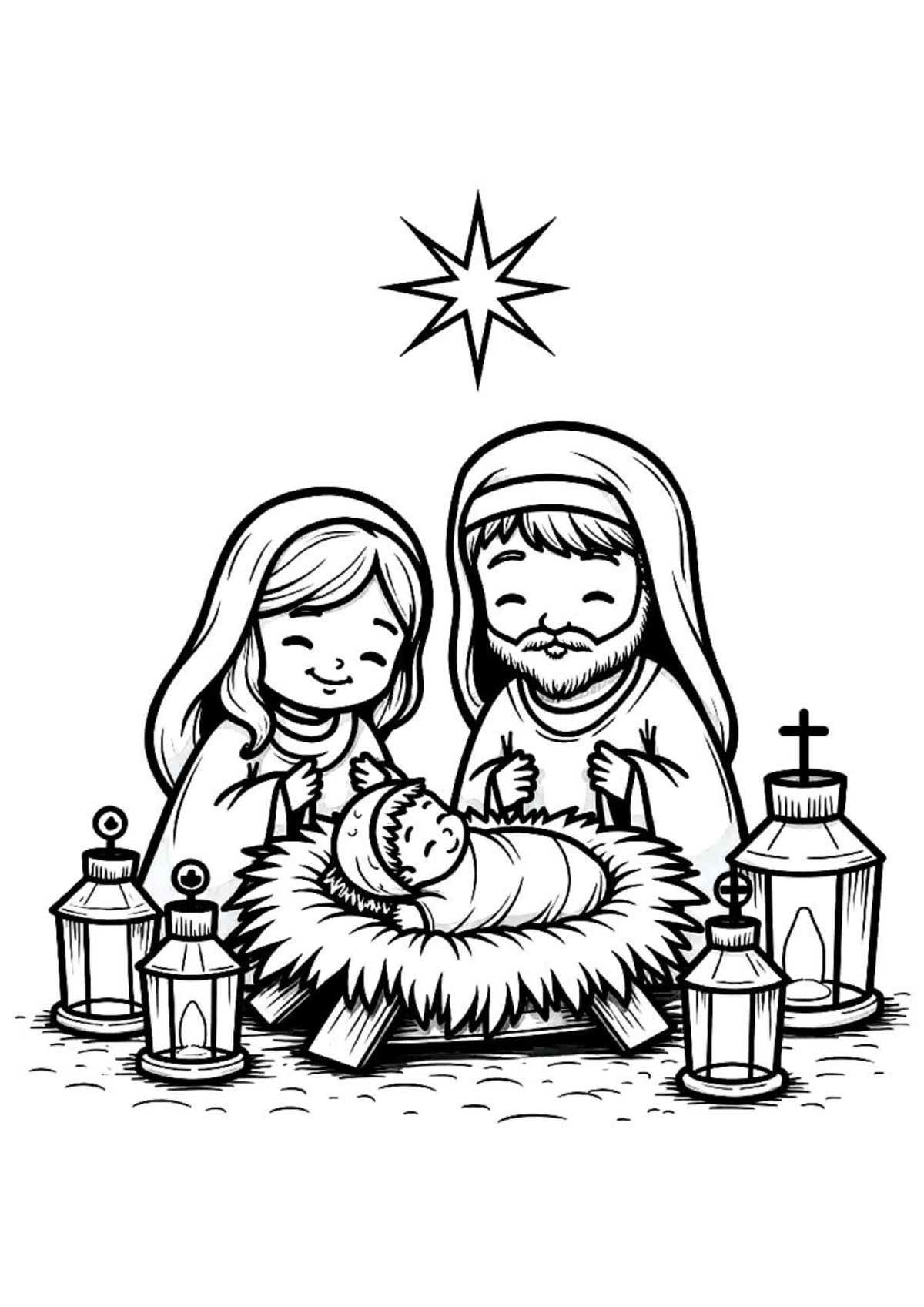 Desenho para Colorir Nascimento de Jesus