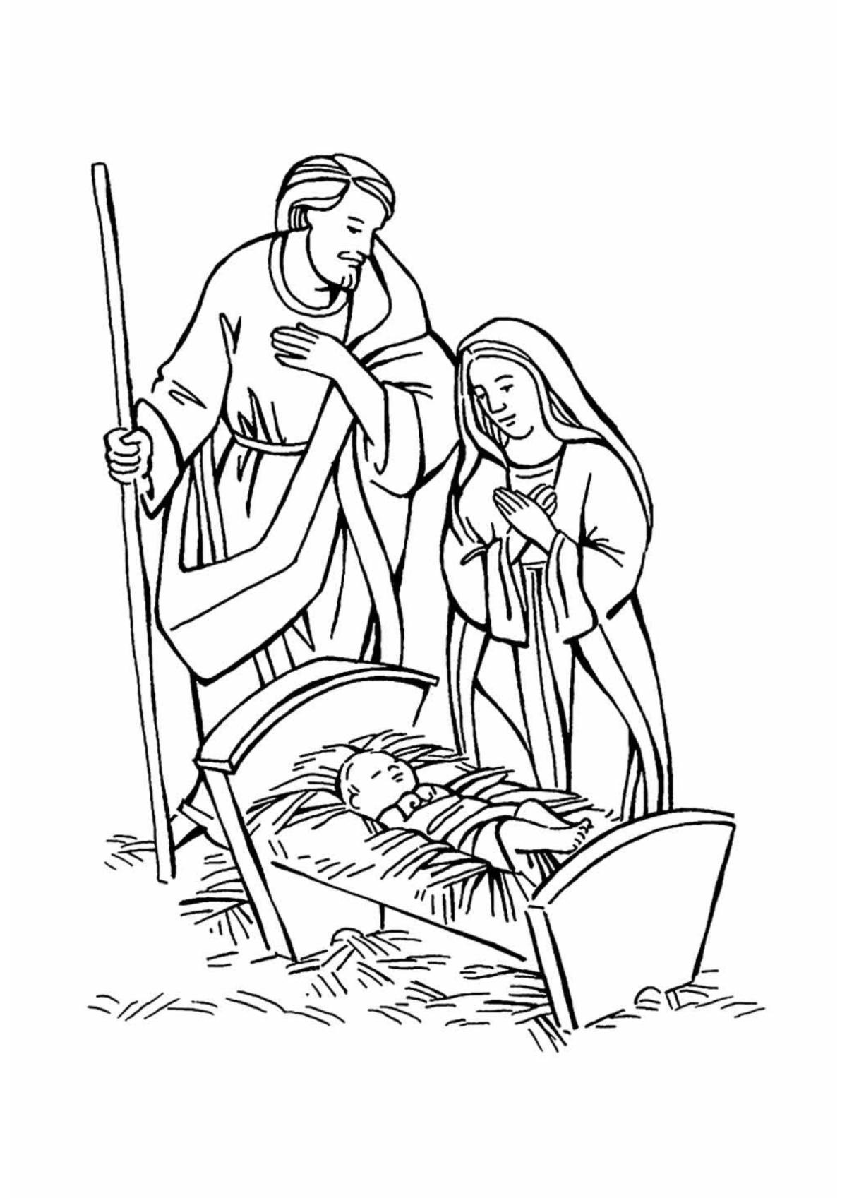 Desenho para Colorir Nascimento de Jesus