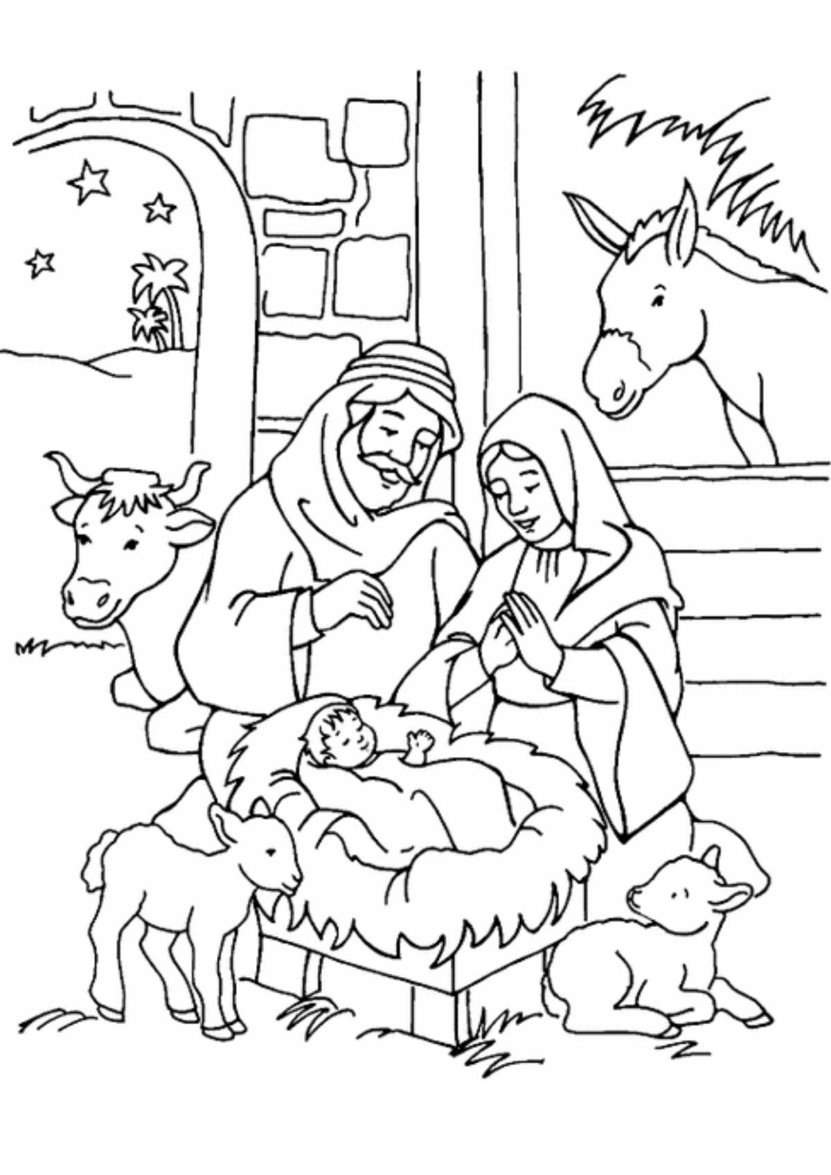 Desenho para Colorir Nascimento de Jesus