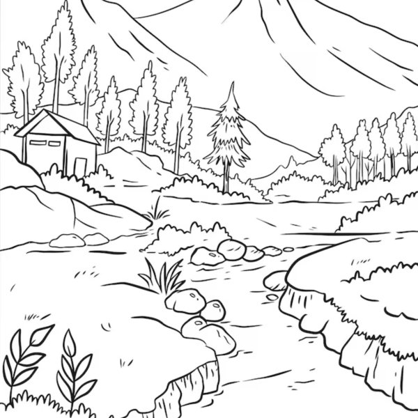 Desenho para Colorir Paisagem