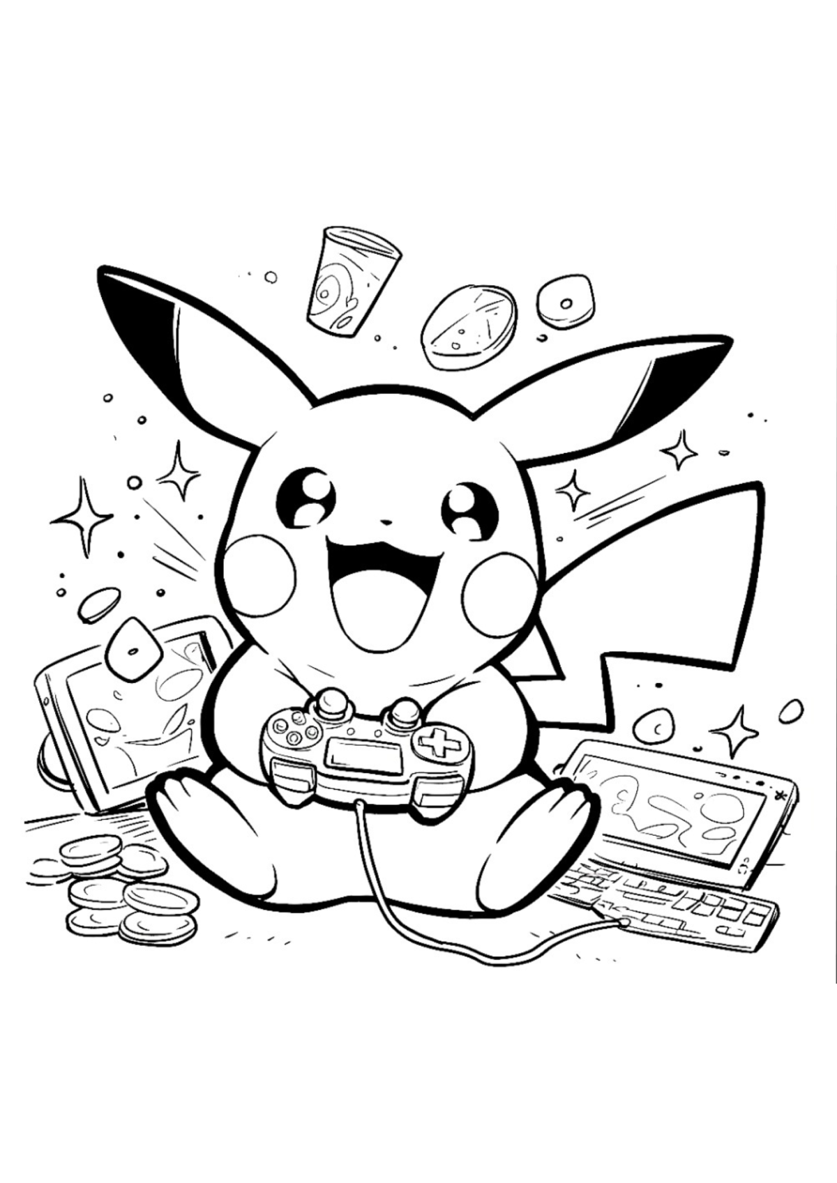Desenho para Colorir Pikachu