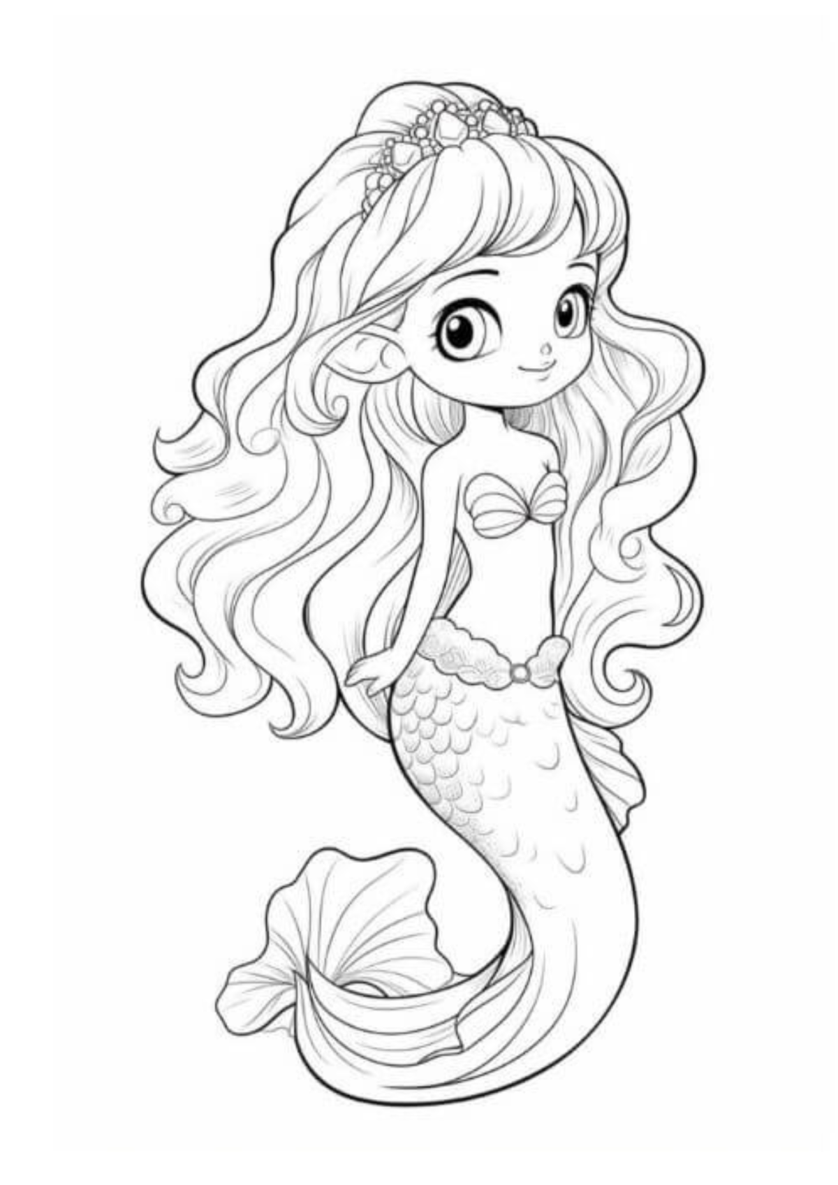 Desenho para Colorir Sereia