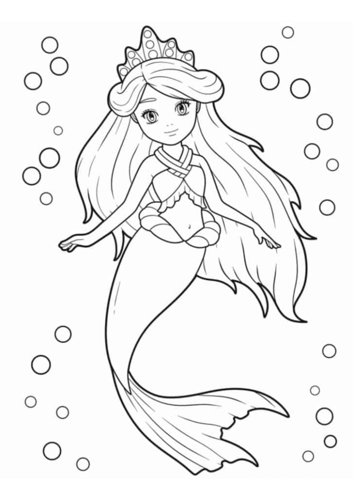 Desenho para Colorir Sereia