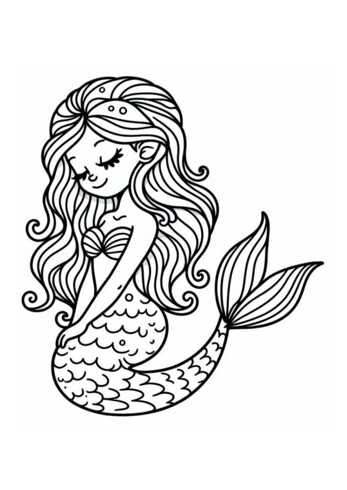 Desenho para Colorir Sereia