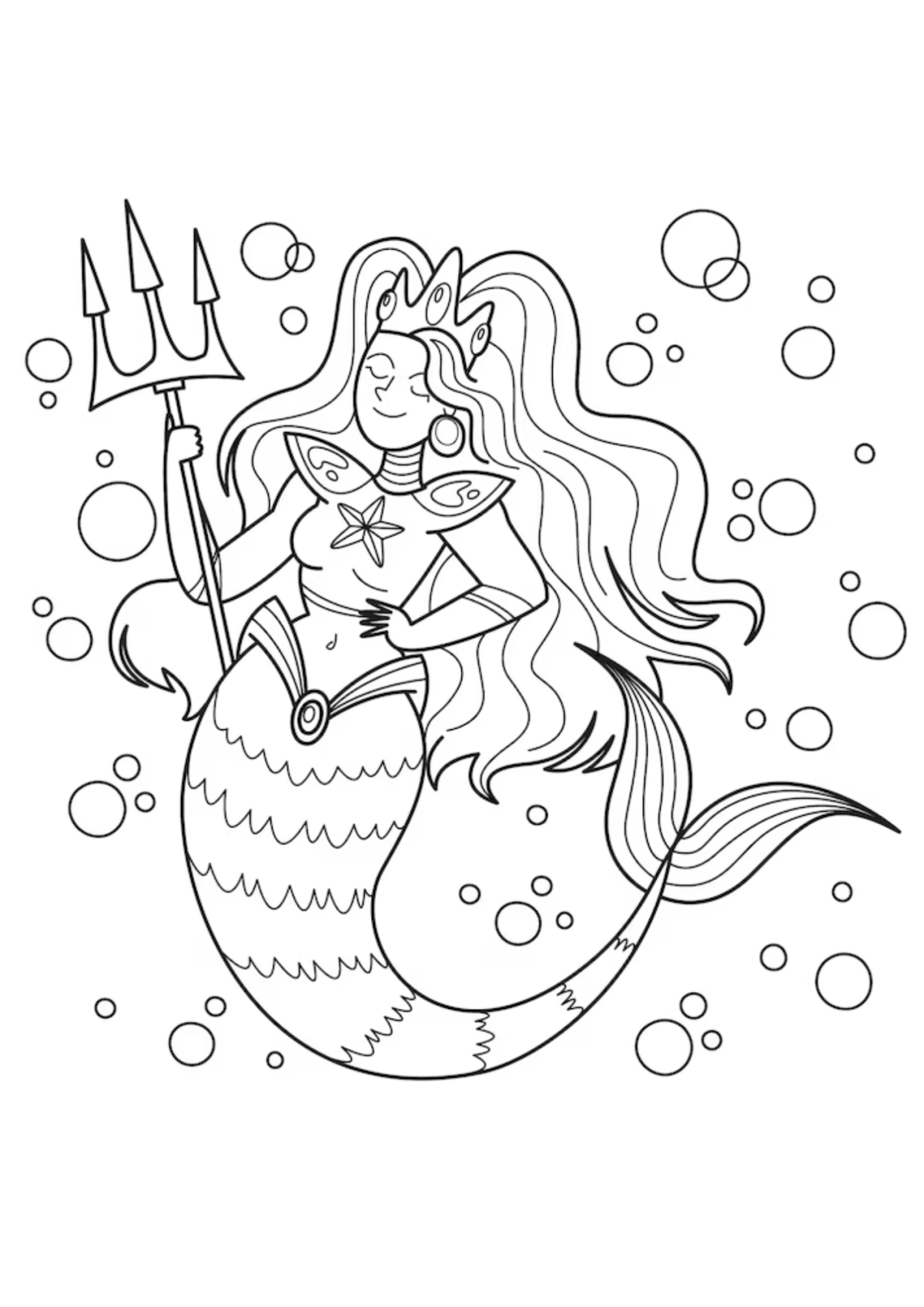 Desenho para Colorir Sereia