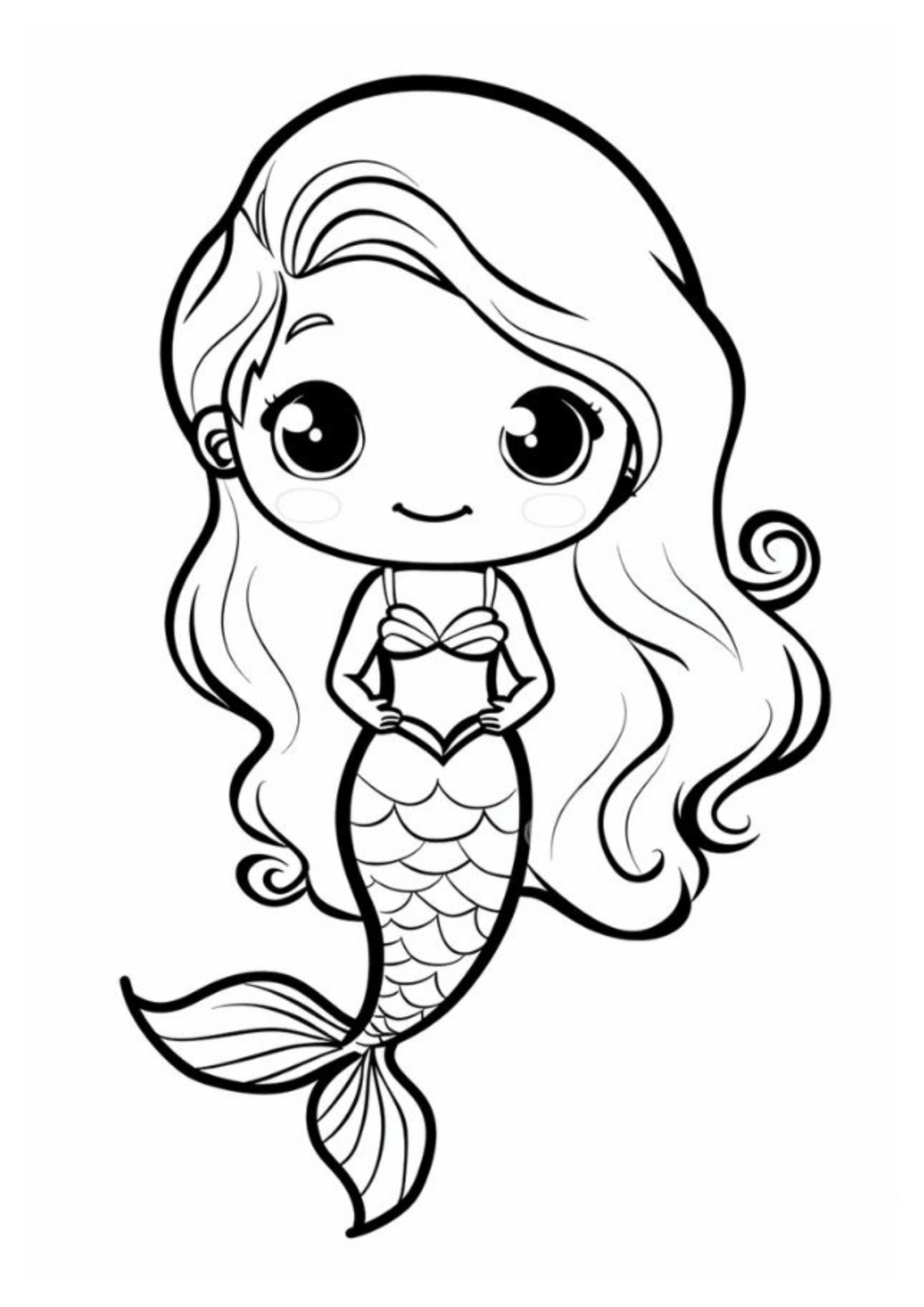 Desenho para Colorir Sereia