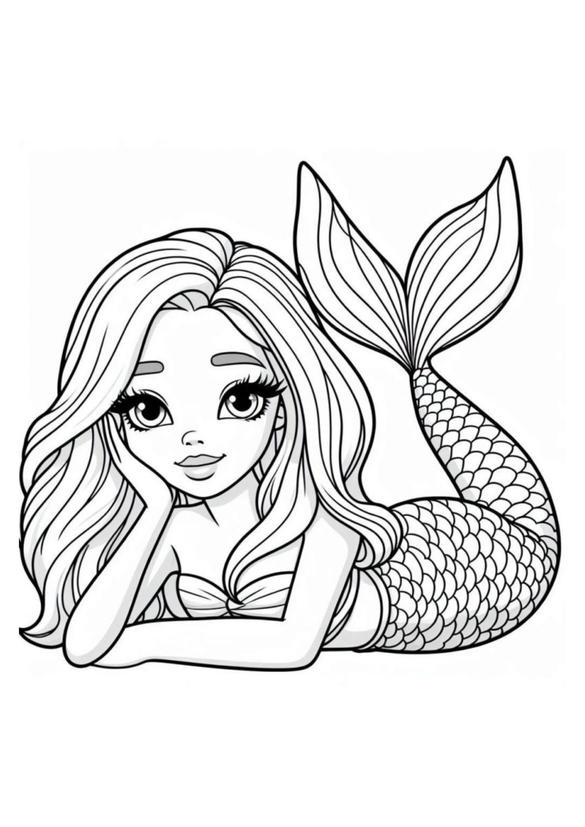 Desenho para Colorir Sereia