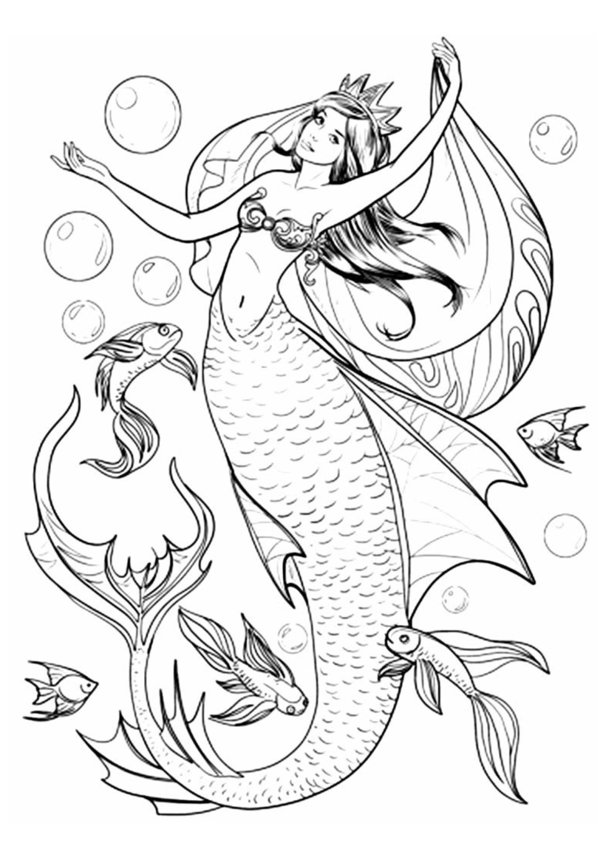 Desenho para Colorir Sereia