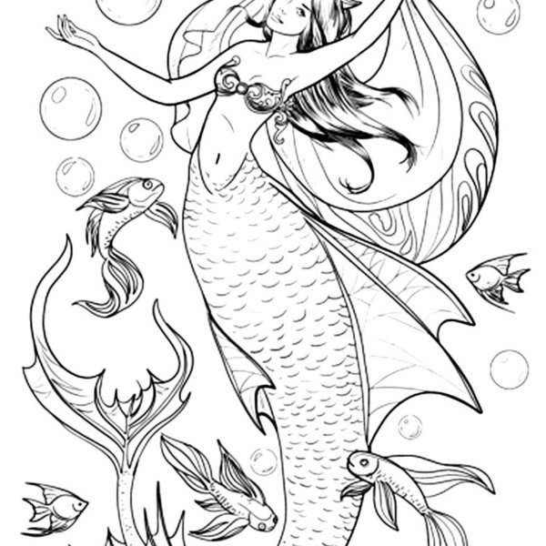 Desenho para Colorir Sereia