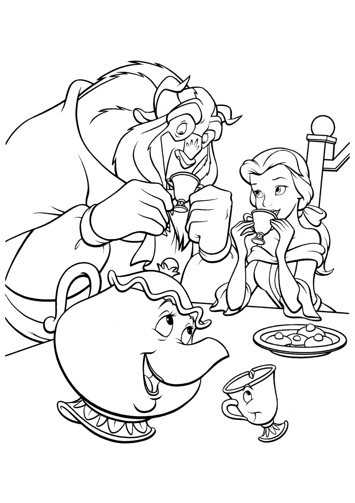 Desenho para Colorir A Bela e a Fera