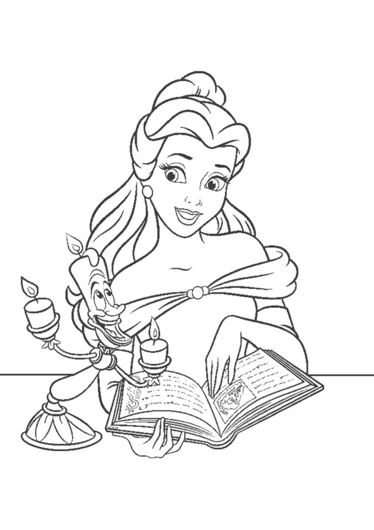 Desenho para Colorir A Bela e a Fera