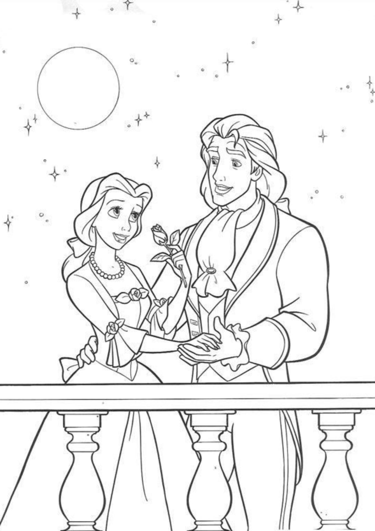 Desenho para Colorir A Bela e a Fera