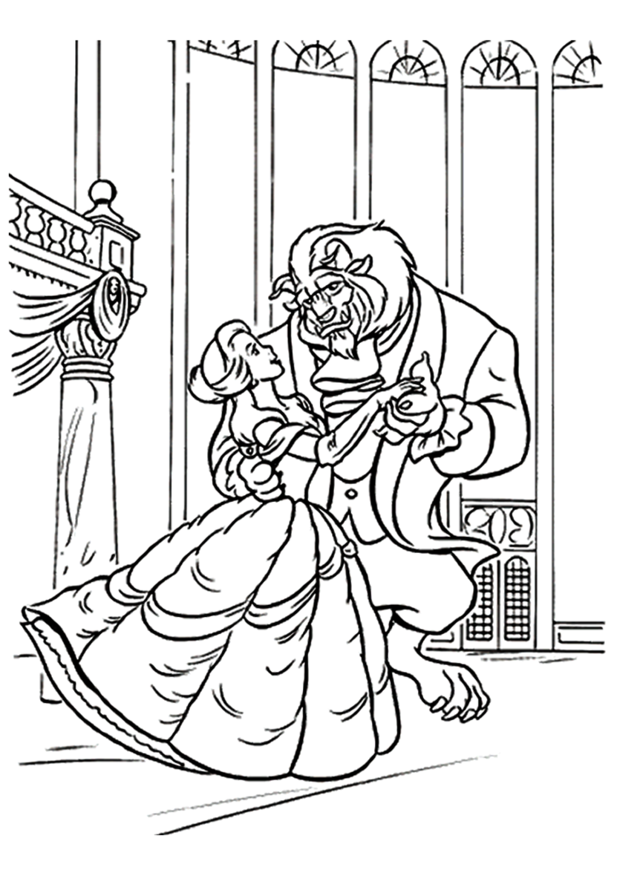 Desenho para Colorir A Bela e a Fera