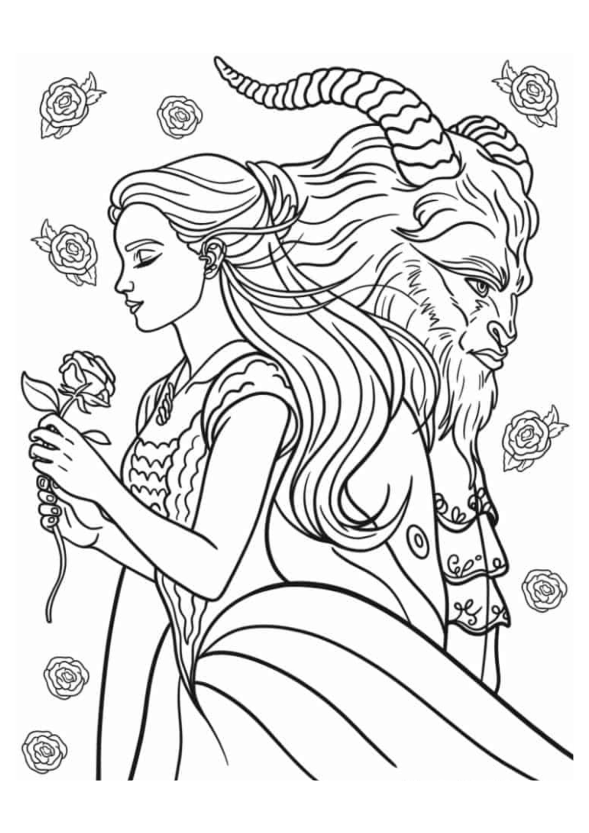 Desenho para Colorir A Bela e a Fera
