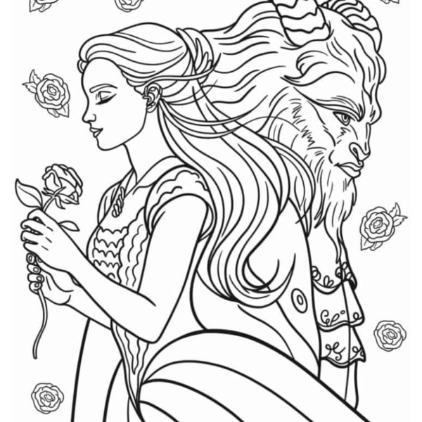 Desenho para Colorir A Bela e a Fera