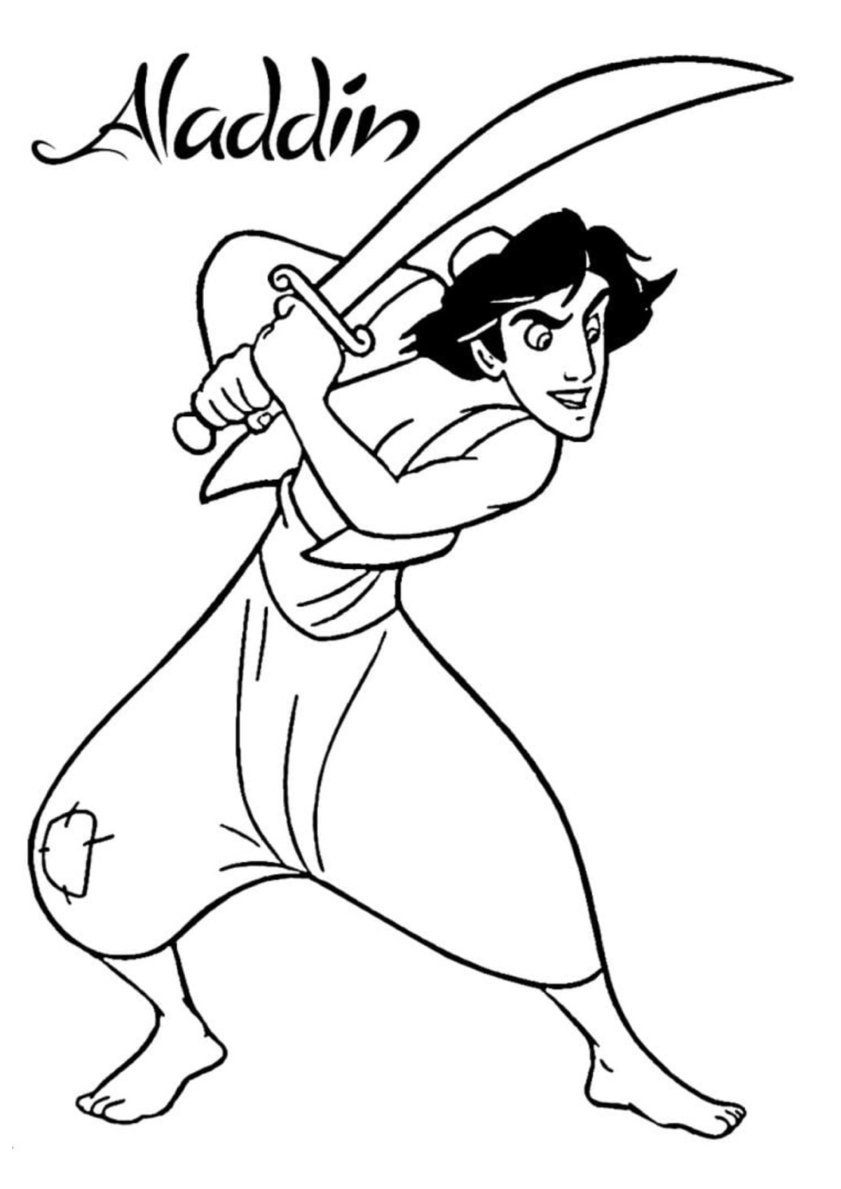 Desenho para Colorir Aladdin