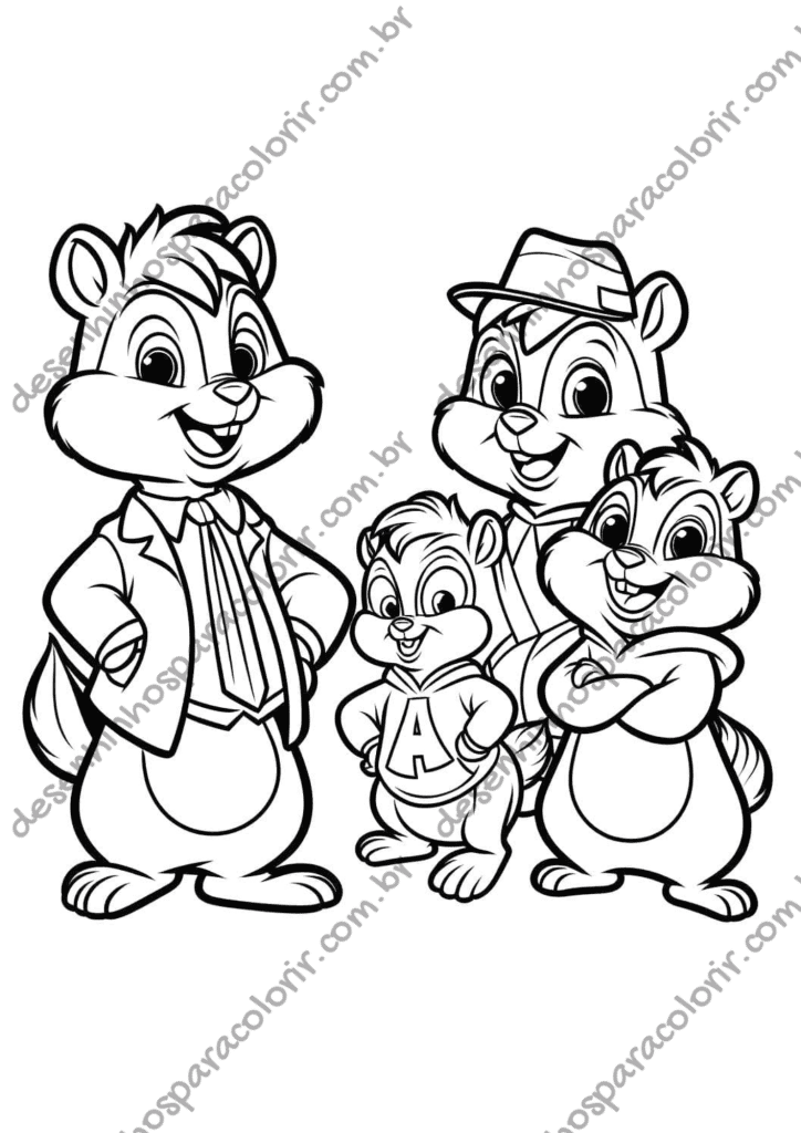Desenho para Colorir Alvin e os Esquilos