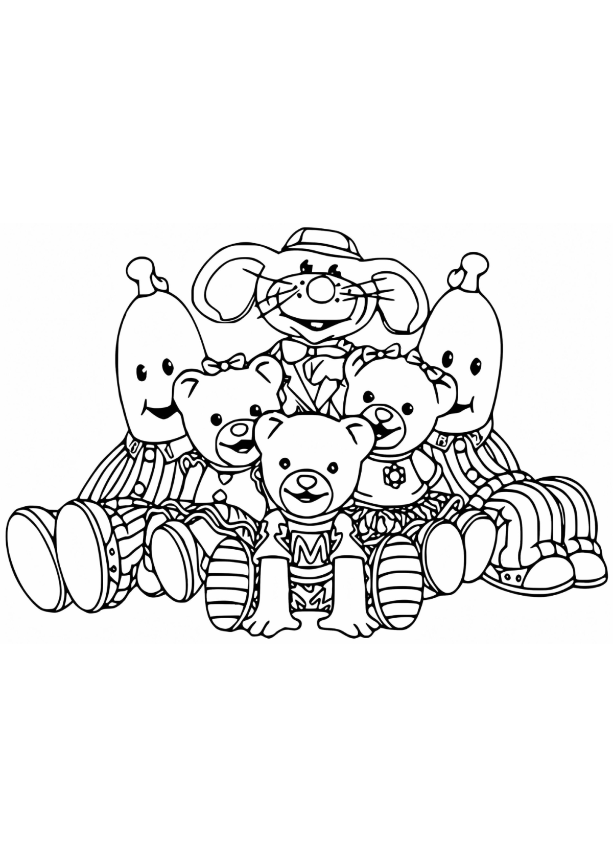 Desenho para Colorir Bananas de Pijamas