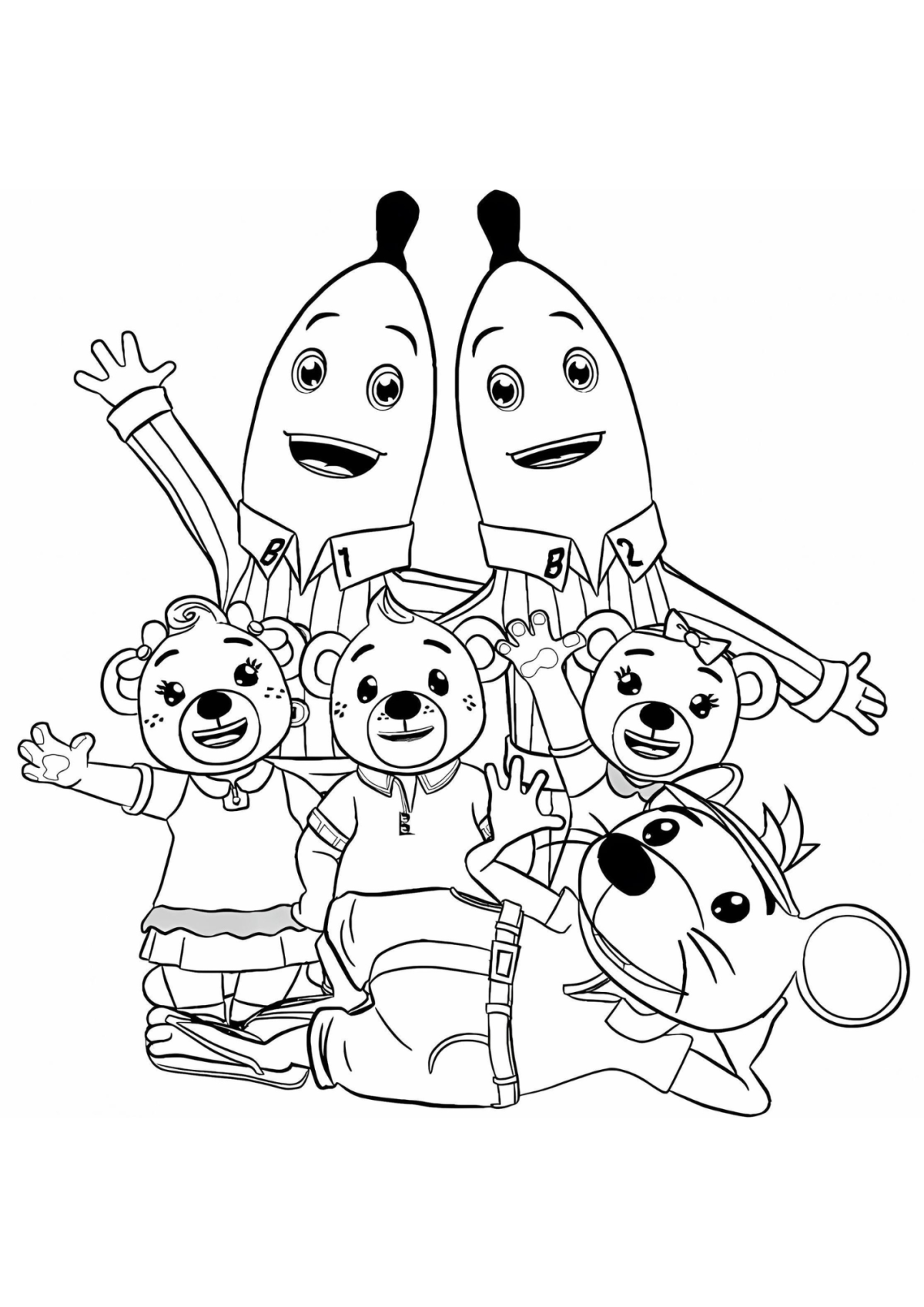 Desenho para Colorir Bananas de Pijamas
