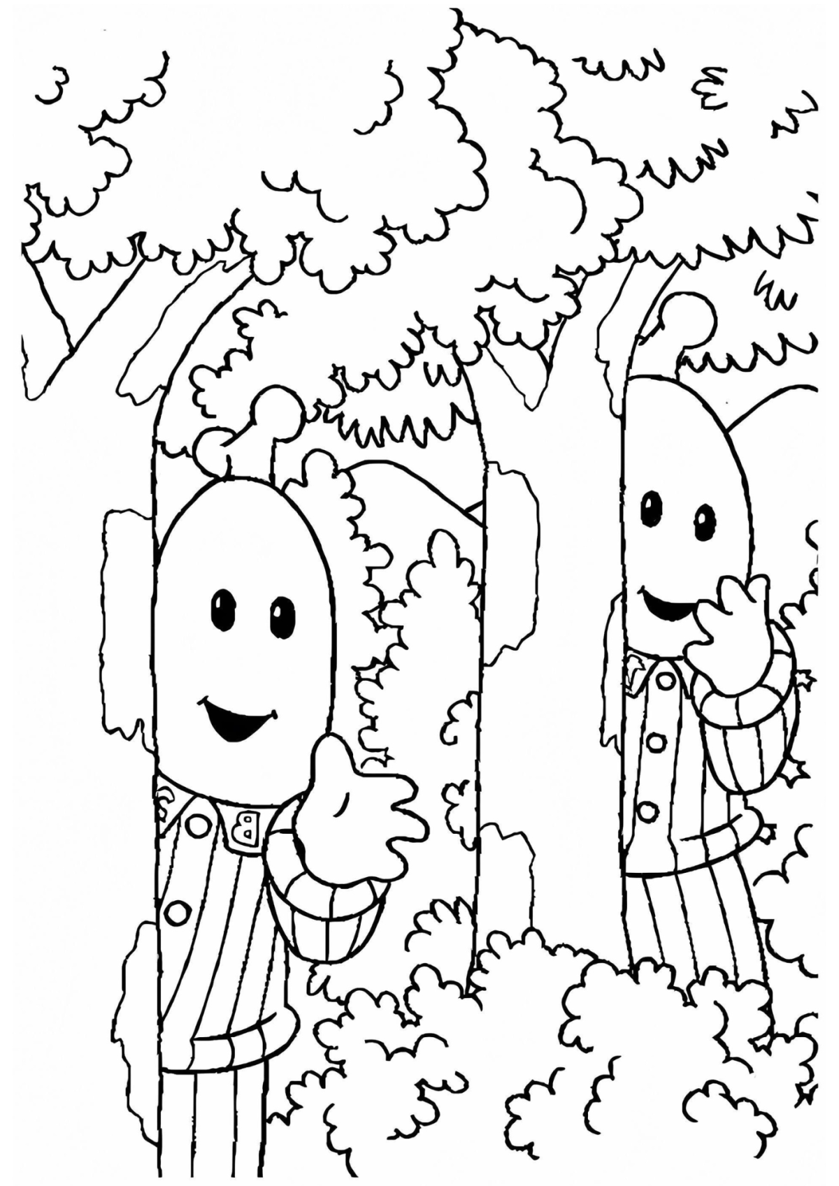 Desenho para Colorir Bananas de Pijamas