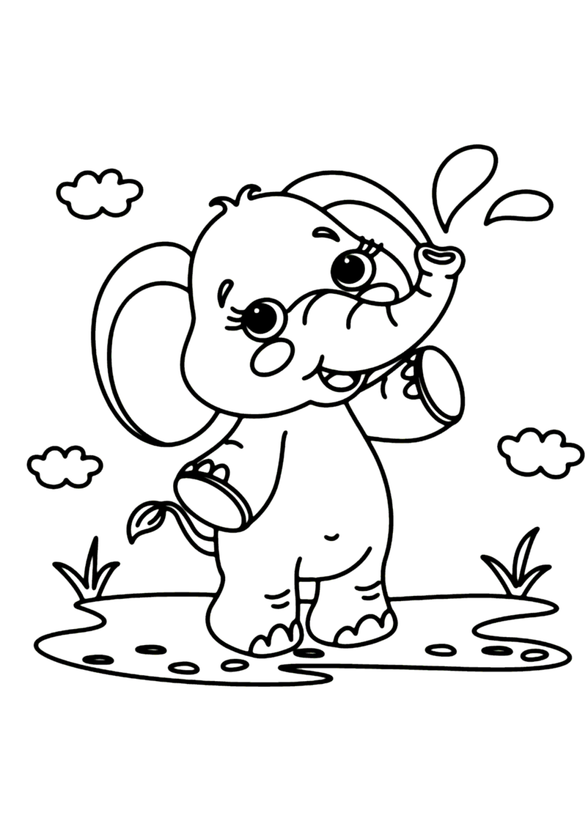 Desenho para Colorir Elefante