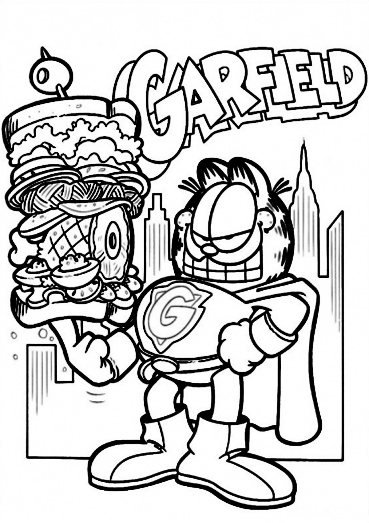 Desenho para Colorir Garfield
