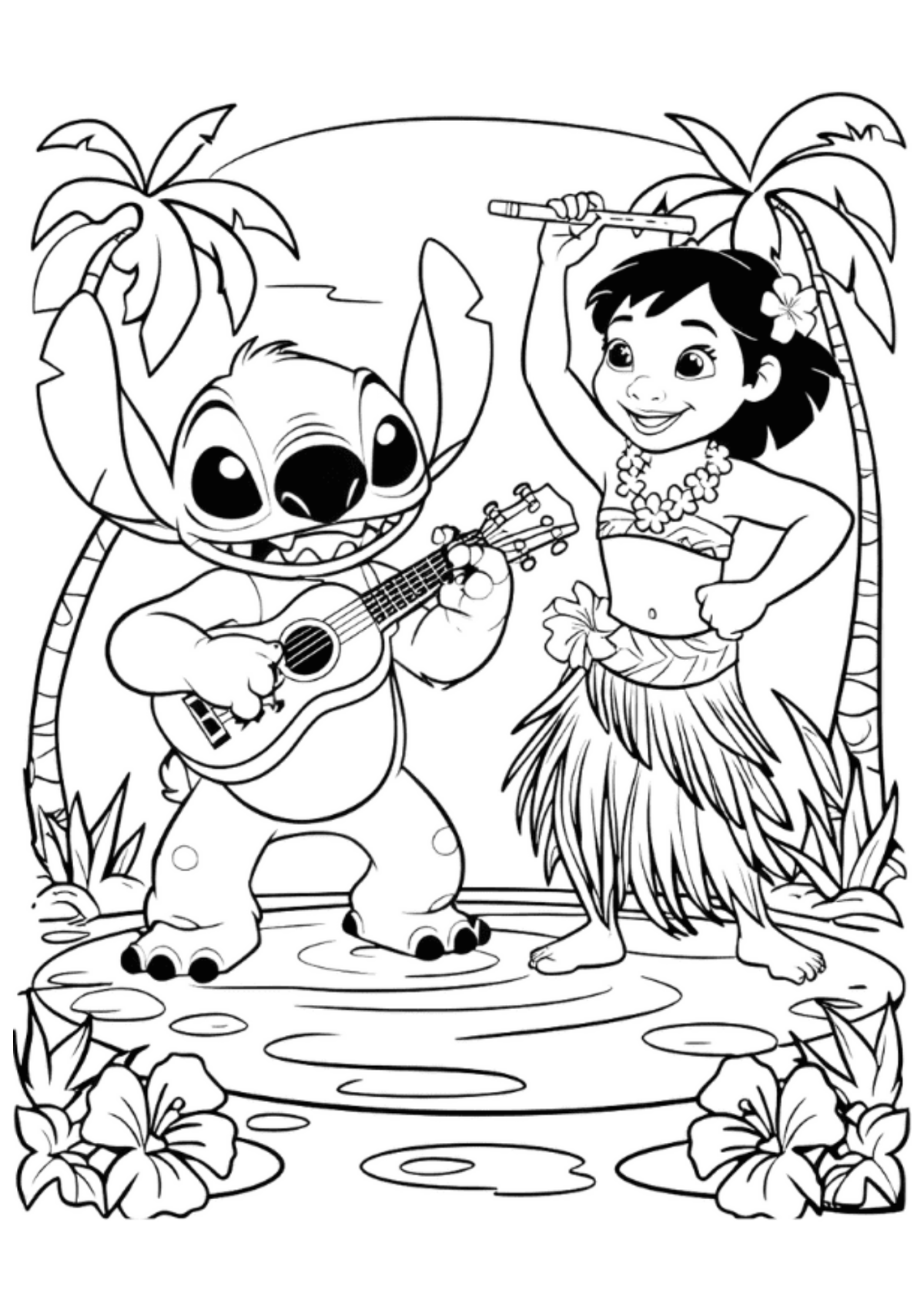 Desenho para Colorir Lilo e Stitch