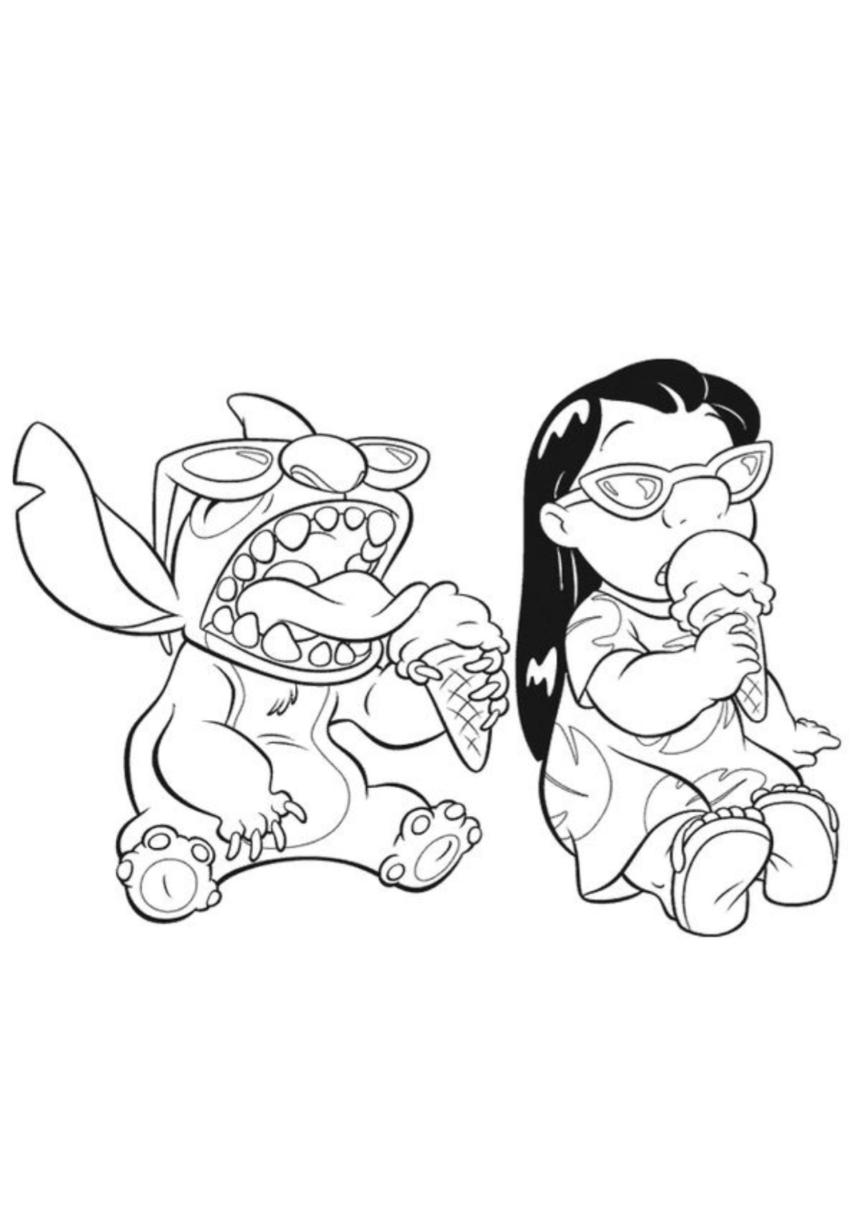 Desenho para Colorir Lilo e Stitch