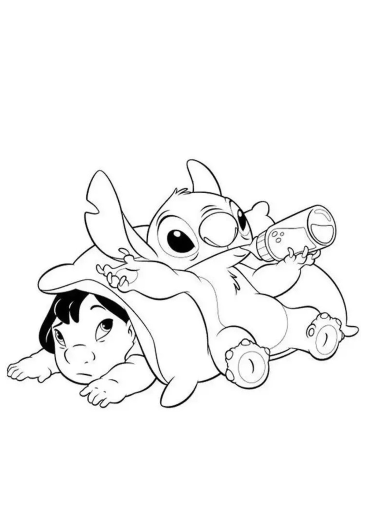 Desenho para Colorir Lilo e Stitch