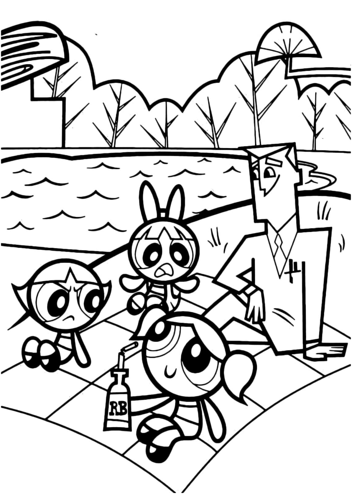 Desenho para Colorir Meninas Super Poderosas