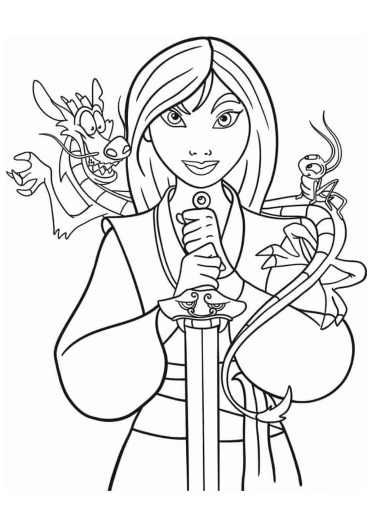 Desenho para Colorir Mulan