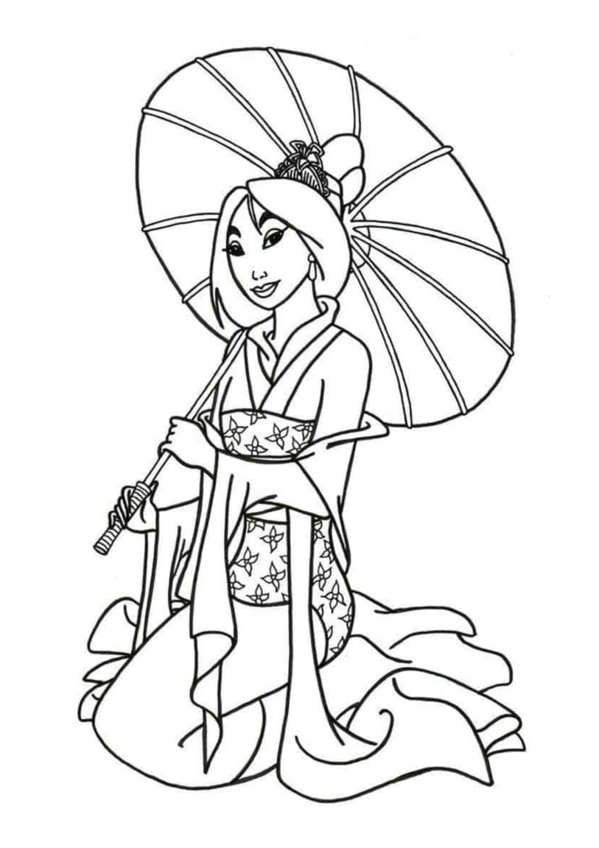 Desenho para Colorir Mulan