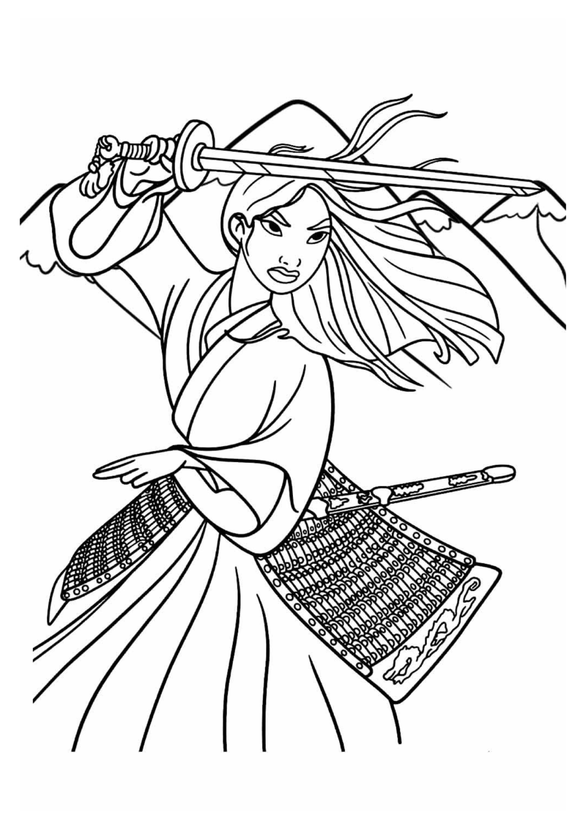 Desenho para Colorir Mulan