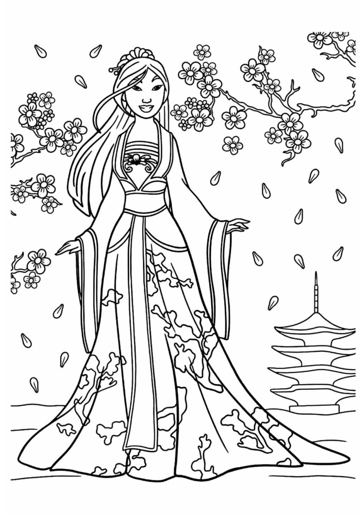 Desenho para Colorir Mulan