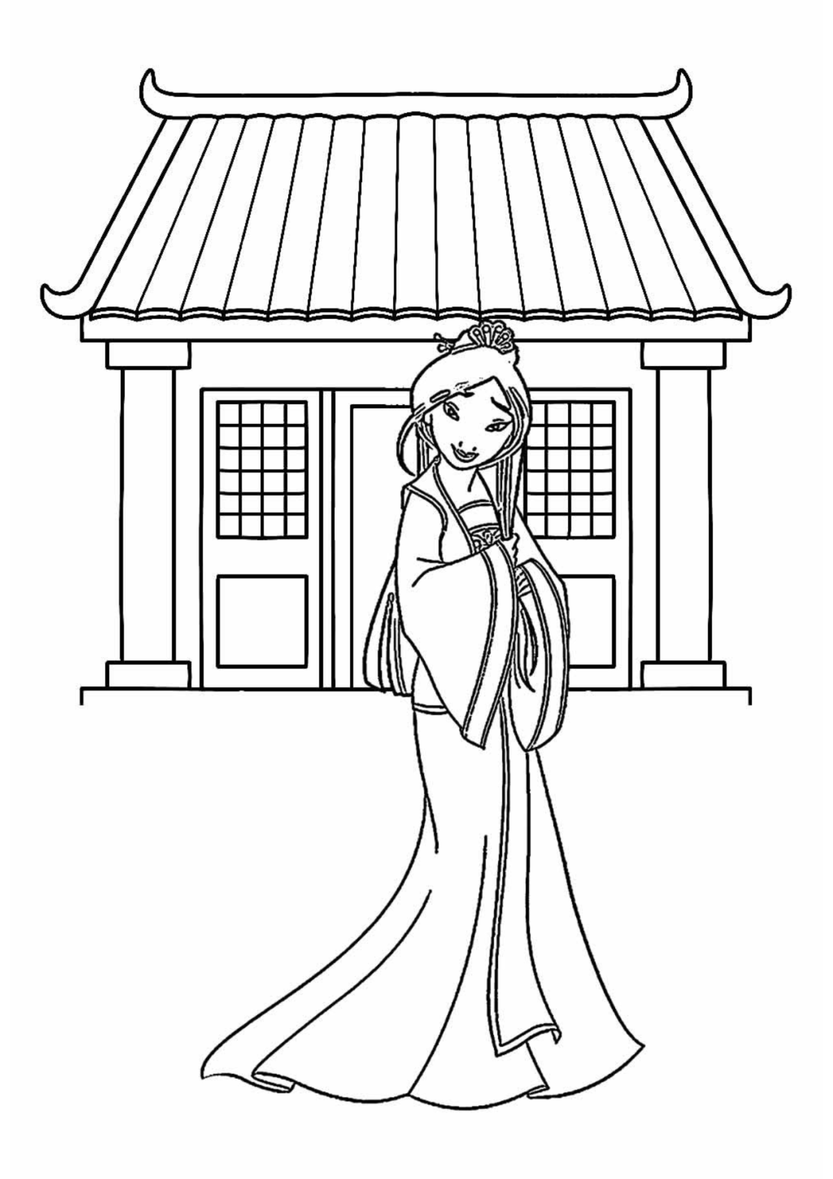 Desenho para Colorir Mulan