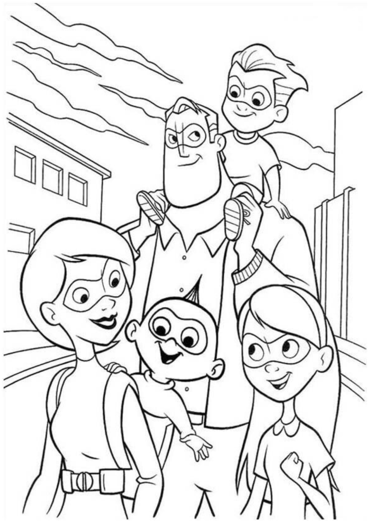 Desenho para Colorir Os Incríveis