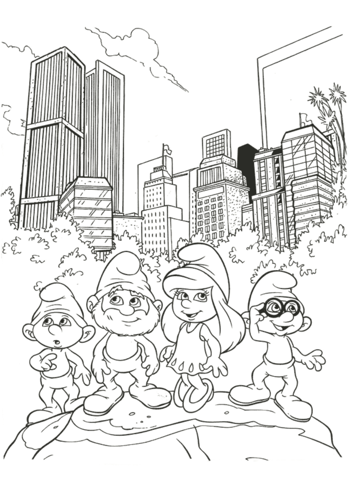Desenho para Colorir Os Smurfs