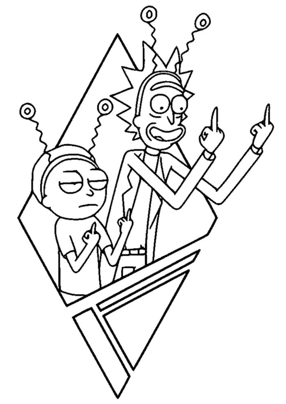 Desenho para Colorir Rick e Morty