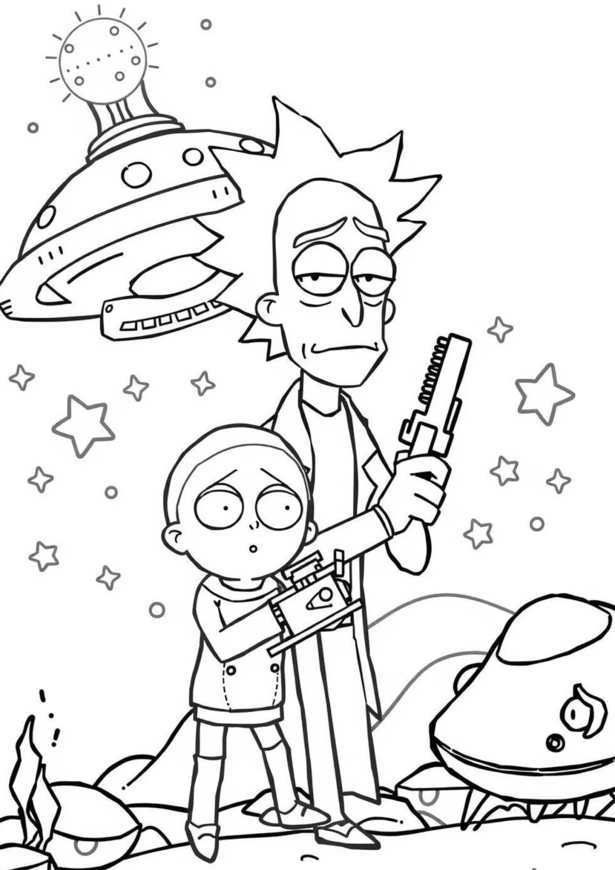 Desenho para Colorir Rick e Morty