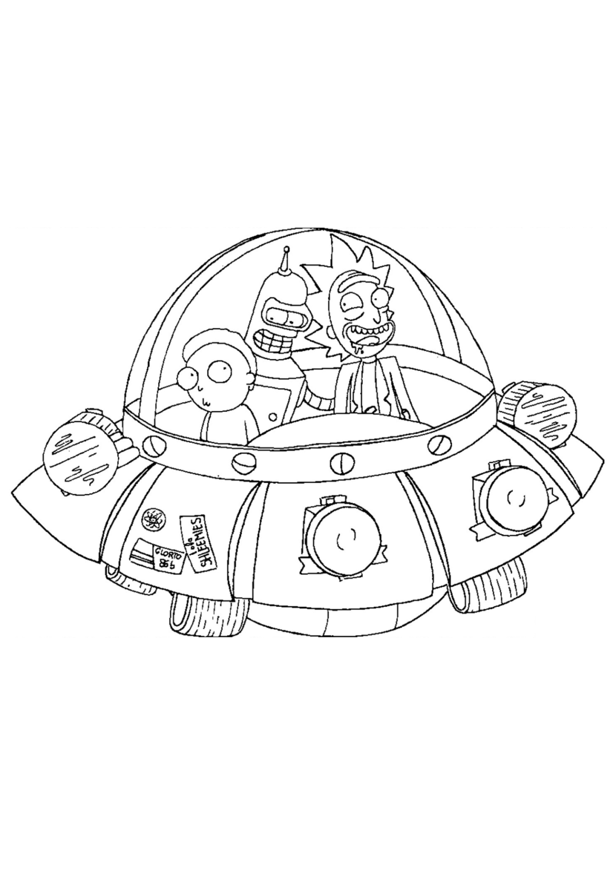 Desenho para Colorir Rick e Morty