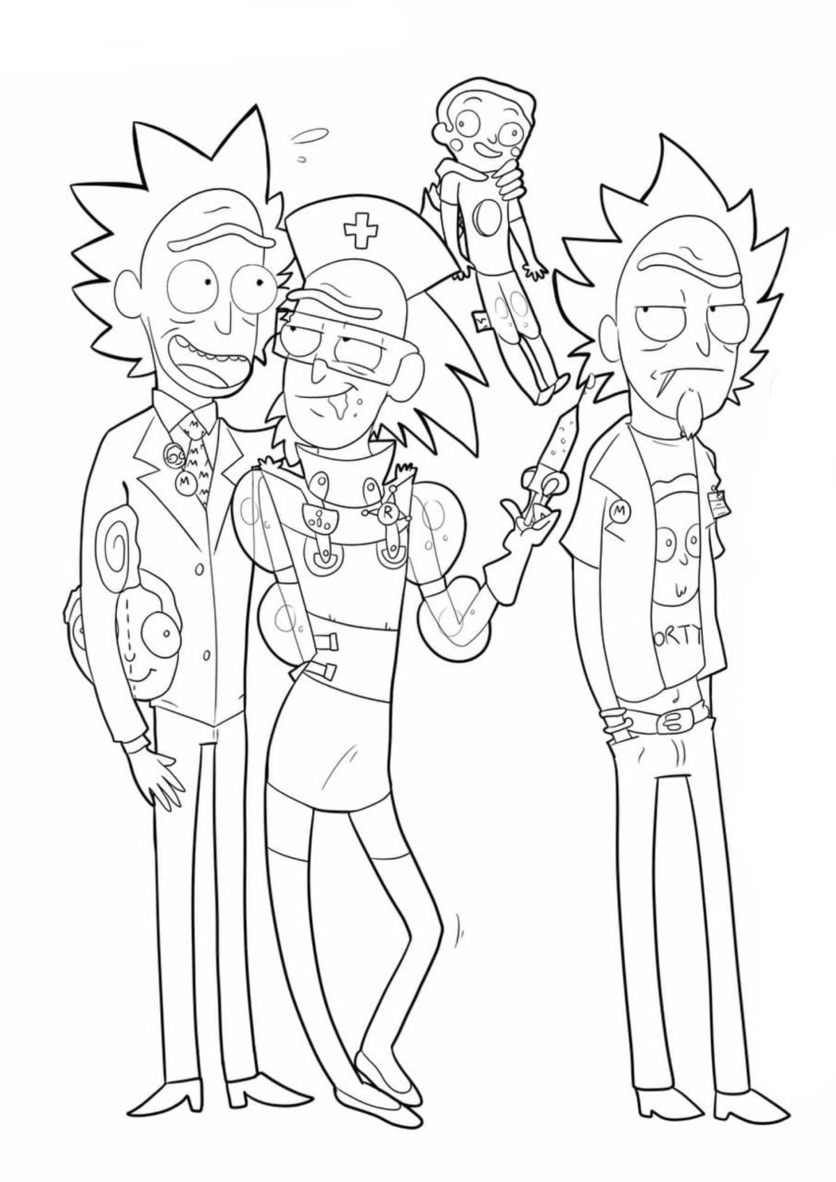 Desenho para Colorir Rick e Morty