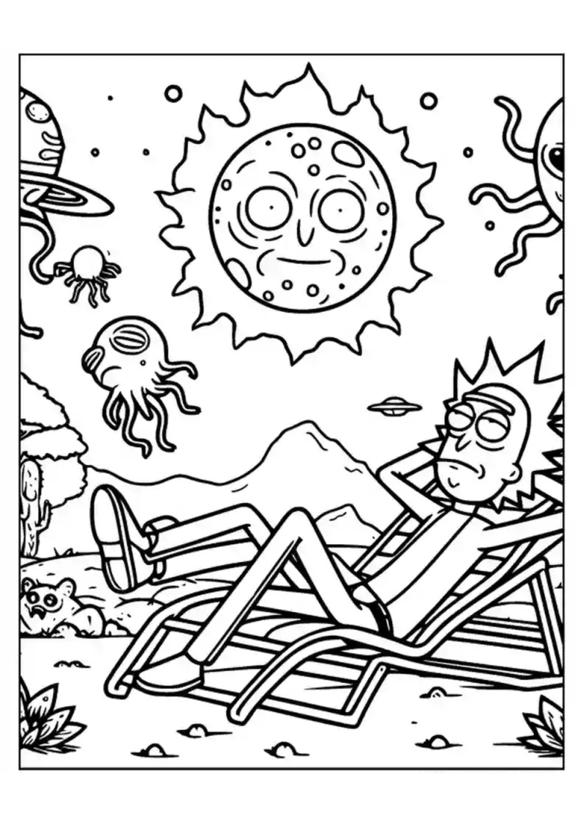 Desenho para Colorir Rick e Morty