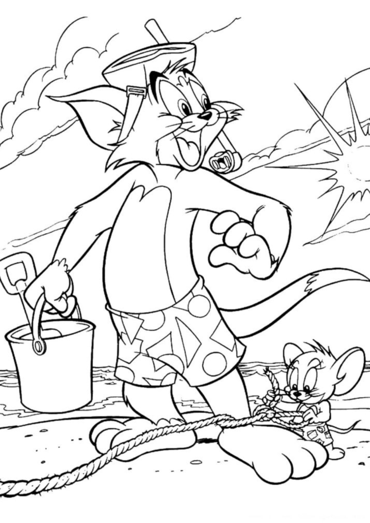 Desenho para Colorir Tom e Jerry