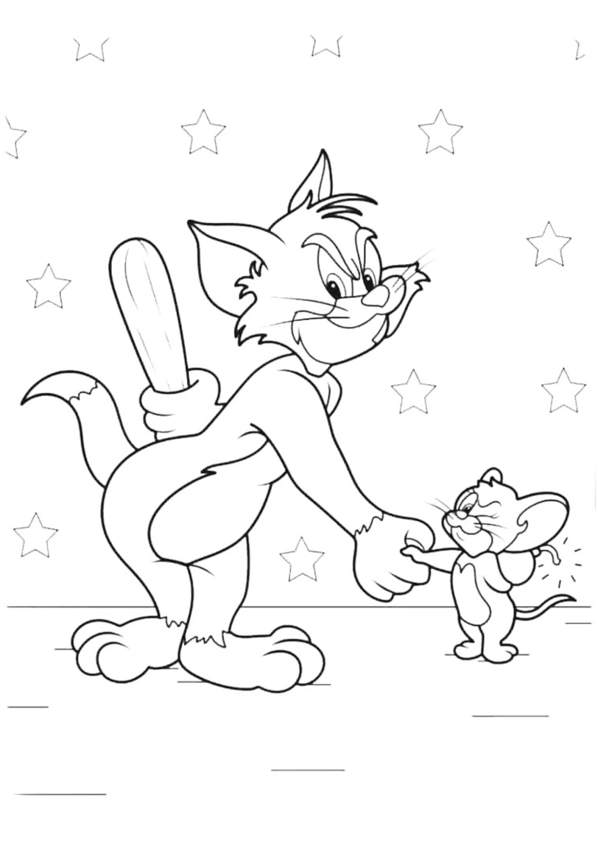 Desenho para Colorir Tom e Jerry